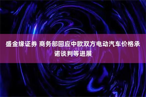 盛金缘证券 商务部回应中欧双方电动汽车价格承诺谈判等进展