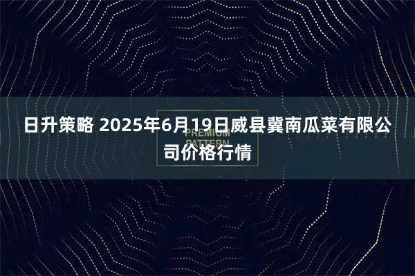 日升策略 2025年6月19日威县冀南瓜菜有限公司价格行情