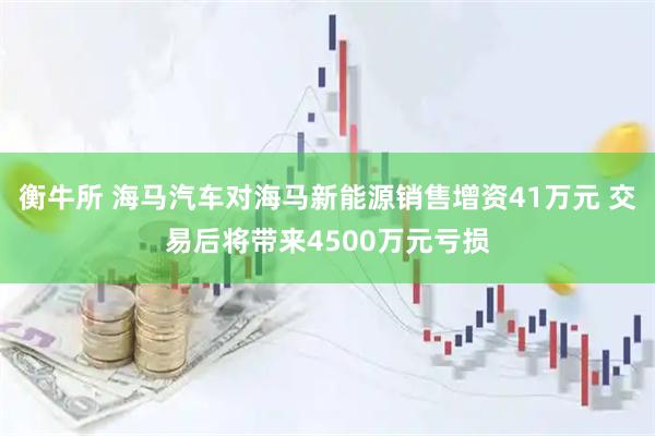 衡牛所 海马汽车对海马新能源销售增资41万元 交易后将带来4500万元亏损